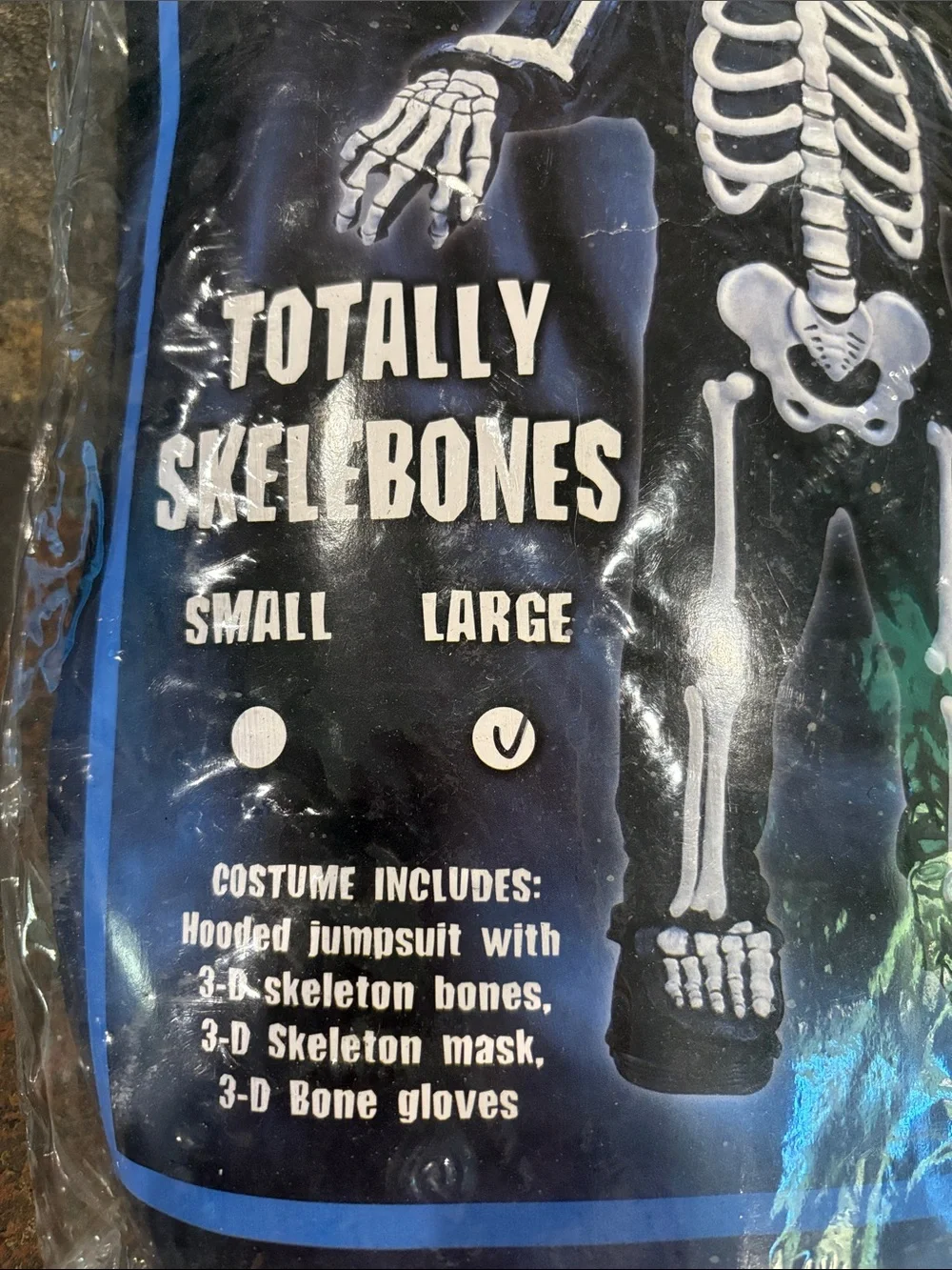 Spirit Black and White Kids Skeleton Costume with Hood and Gloves size large kid